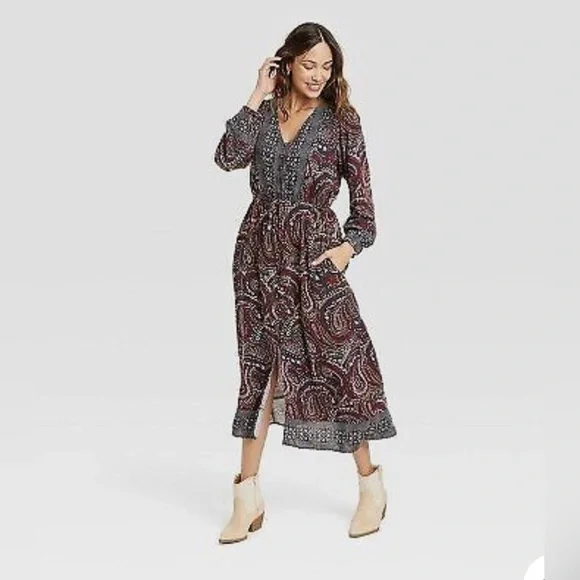 NWT Knox Rose Night Sky Boho V-Neck Button Front Maxi Dress - Picture 2 of 7